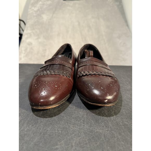 Bally Shoes Mens Size 10 W Brown Leather Loafers Kiltie Brogue Made Italy main image 5